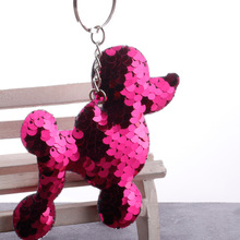 Cute Reflective Glossy Poodle Keychain Pendant Colorful Sequins Puppy Bag Pendant Car Bag Accessories Key Ring 2024 - buy cheap
