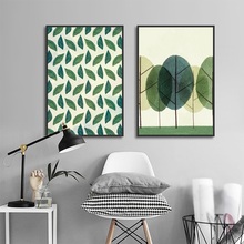 Cuadros en lienzo de decoración nórdica para el hogar imagen de pintura de hojas abstractas pósteres de pared modulares e impresiones artísticos para sala de estar 2024 - compra barato