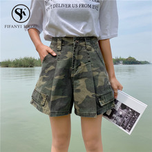 2019 Summer Fashion Camouflage Denim Shorts women Casual Loose Wide leg Short Pants Female Streetwear High waist Shorts Jeans 2024 - buy cheap