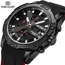 MEGIR Men Watches Analog Quartz Wristwatch Waterproof Sport Chronograph Silicone Military Watch Men Auto Date Relogio Masculino 2024 - buy cheap