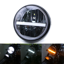 Faro LED de 7 pulgadas para motocicleta, luz antiniebla DRL de haz alto/bajo, lámparas de paso para Moto, foco negro con cubierta de 12V 2024 - compra barato
