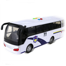 Big white police bus open door light Music car model voiture juguete boys birthday oyuncak Christmas gift kids toys 2024 - buy cheap