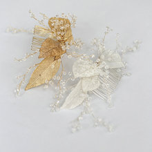Gold Bridal Hair Comb Hollow Leaf Hair Accessories Crystal Wedding headpiece Gift 2024 - buy cheap