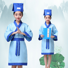 Child Ancient Student Clothes for Boy Tang Dynasty Traditional Costume Kids Hanfu Costume Chinese Scholar Folk Suit Robe+Hat 2024 - buy cheap