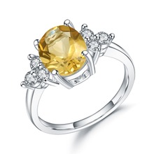Женское кольцо с натуральным цитрином GEM'S BALLET 2.60Ct, классическое овальное кольцо из 100% стерлингового серебра 925 пробы с драгоценным камнем, ювелирные украшения 2024 - купить недорого