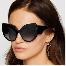 Trendy Sunglasses Women Fashion  Oversized Cat Eye Glasses Luxury Brand Designer Rhinestone Sunglasses Black High Quality 2024 - buy cheap