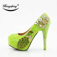 Sapatos verdes de salto alto feminino phoenix liusu, com cristais, para casamento, damas de honra, sapatos para mulheres, 2019 2024 - compre barato