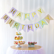 Happy Birthday Banner Baby Baptism Birthday Party Pennant Decorations Bunting Garland Flags Home Decor Festival Supplies 2024 - buy cheap