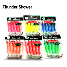 ThunderShower 5PCS 100mm 9g Shrimp Fishing Lure Bait Squid Jigs Wood Squid Hook 2024 - buy cheap