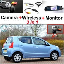 Cámara de visión trasera 3 en 1, receptor inalámbrico y Monitor de espejo, sistema de aparcamiento para Suzuki Alto HA25 MK7 2008 ~ 2014 2024 - compra barato