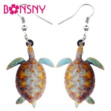 Bonsny Acrylic Novelty Sea Turtle Tortoise Earrings Big Long Dangle Drop Fashion Ocean Marine Animal Jewelry For Women Girl Gift 2024 - buy cheap