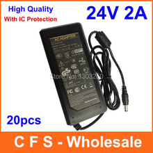 20pcs High Quality AC DC 24V 2A Power Supply Adapter 24V 48W Adaptor Charger Lots DHL Free shipping 2024 - buy cheap