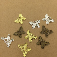 100pcs 22*16mm Silver color Antique Bronze Plated Filigree Hollow Butterfly Connectors Charms DIY Jewelry Components 2024 - buy cheap