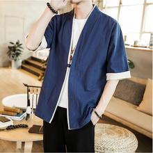 New Traditional Chinese Tops For Men half Sleeve cotton Jackets Hanfu style one button casual Chinese Men Tang Suit Tops 2024 - buy cheap