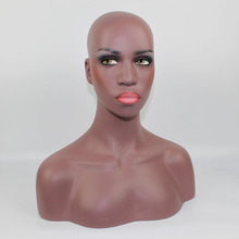 Busto de cabeza de maniquí Afro-americano, cabeza falsa de fibra de vidrio, realista, de alta calidad, para pelucas de encaje, color negro 2024 - compra barato