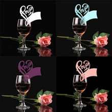 50Pcs Love Heart Table Name Place Escort Cup Card Wine Glass Cards Paper Laser Cut Wedding Baby Shower Party Decorations 2024 - buy cheap