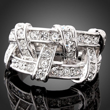 Alisouy liquidação!! Anel feminino de noivado cristais, anel vazado de cor prateada e dourada 2024 - compre barato