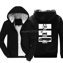 Winter Trucker Truck Funny Sweatshirt Eat Slrrp Drive Print Hoodies Men Keep Warm Cool Jackets Hoody Harajuku Streetwear 2024 - buy cheap