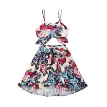 New Summer Kids Toddler Baby Girl Floral Clothes Tops Skirts Long Dress 2Pcs Set 2024 - buy cheap