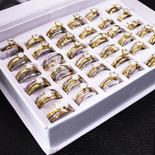 Conjunto de anillo de acero inoxidable para mujer, sortija de boda de cristal, romántica, Vintage, a la moda, 12 unidades por lote 2024 - compra barato