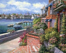 free shipping Mediterranean sea  oil painting printed on canvas  architecture landscape canvas prints picture 2024 - buy cheap