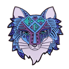 Arcane wolf head enamel pin celestial witchy brooch blue art badge animal jewelry shirts jackets accessory 2024 - buy cheap