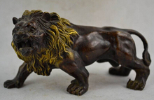 Bronze de cobre chinês artesanato asiático 6.2 polegada/elaborada antiga mão chinesa esculpida cobre feroz estátua do leão navidad 2024 - compre barato