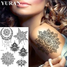 Yuran grande henna mandala flor índia sexy personalizado tatuagens temporárias adesivos mulher braço peito tatoos estrelas lua meninas tatuagem 2024 - compre barato