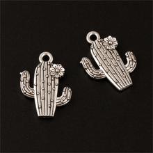 25 pingentes decorativos flor cor de prata cacto pingente do deserto para colares finalização diy suprimentos 20x15mm a162 2024 - compre barato