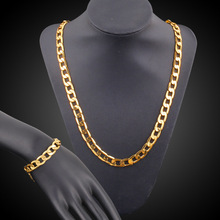 Conjunto de joyería llamativa para hombre, collar y pulsera rellenos de oro amarillo, 24 "+ 8,6" 2024 - compra barato