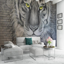 Beibehang 3D tigre em relevo tijolo parede de fundo pintura de parede personalizado grande mural papel de parede para quarto papel de parede verde 2024 - compre barato