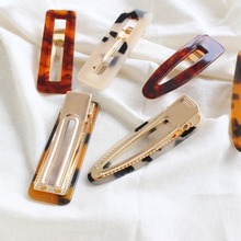 Vintage Geometric Rectangular Ink Leopard Hair Clips Barrette Fashion Bobby Pin Hairpin Hair Accessories For Women Girls 2024 - buy cheap