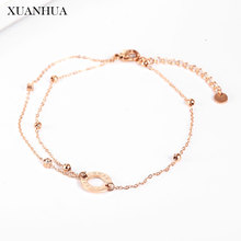 Xuanhua pulseiras femininas de aço inoxidável, pingentes de corrente em ouro rosado, acessórios de joias boêmias 2024 - compre barato