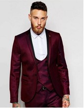 Traje de boda para hombre, traje Formal de esmoquin de novio con una botonadura, chaqueta, pantalones, chaleco y corbata, 3 piezas 2024 - compra barato