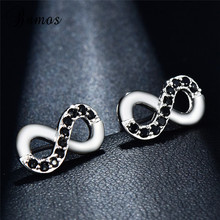 Bamos-pendientes de tuerca con nudo de amor para mujer, 8 figuras negras/azules, pendientes Infinity, joyería fina de cristal, novedad de 2018 2024 - compra barato