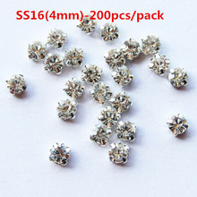 200pcs/pack SS16(4mm) 200pcs Glass Stones Silver Base Rhinestones Clear Crystal Sew On Rhinestones In Claw T02 2024 - buy cheap