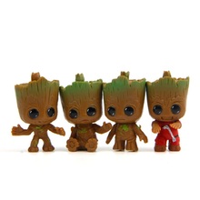 4 шт./компл. Q версия дерево человек Groot детские фигурки игрушки милый креативный брелок Аниме Фигурка супер герой Groot игрушка подарочные наборы 2024 - купить недорого
