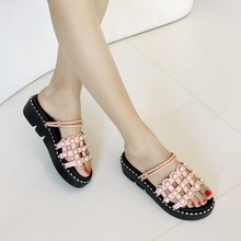 Big Size     High heels sandals women shoes woman summer ladies  Rivet muffin with thick sole sandals 2024 - buy cheap