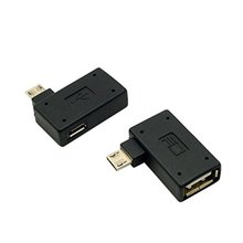 2pcs/lot  90 Degree Left & Right Angled Micro USB 2.0 OTG Host Adapter with USB Power for Cell Phone & Tablet 2024 - buy cheap