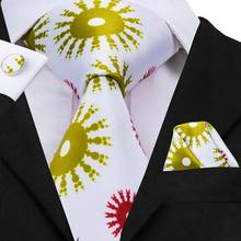 Hi-Tie-corbatas blancas de seda de 100% para hombre, corbatas de alta calidad, juego de gemelos y pañuelo, traje, C-3095 de fiesta de boda, novedad 2024 - compra barato