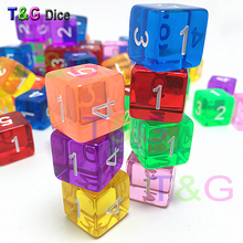 10pcs/lot 16mm 6 colors transparent colored digital d6 dice,number 1-6 poker,board game 2024 - buy cheap