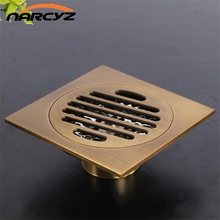 10x10cm Brass Antique Brushed Floor Drain Bathroom Kitchen Shower Roon Porch Square Floor Waste Drain Grate Sanitary XSQ1-20 2024 - buy cheap