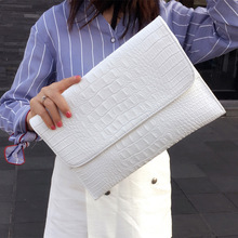 Women Envelope Evening Clutch Bags White Crocodile Pattern Female Genuine Leather Shoulder Bags Crossbody Purses & Handbags A121 2024 - buy cheap