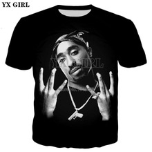 YX GIRL Drop shipping 2018 summer New Fashion Men Women t shirt Rapper 2pac Tupac 3d Print Hip hop T shirts Casual Cool tshirt 2024 - buy cheap