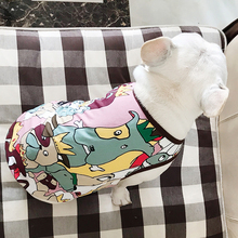 Летняя хлопковая жилетка для собаки с изображением щенка французского бульдога, одежда для маленьких средних собак, дышащий костюм Мопса 2024 - купить недорого