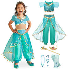 Jasmine Princess Aladdin and the magic lamp Cosplay Costume Dresses Kids Girls Dress Halloween Party Dance Arabian Princess 2024 - buy cheap