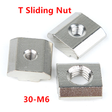 50pcs 30-M6 T Sliding Nut thread m6 t hammer head sqaure block nuts for 3030 series Aluminum Profiles Accessories 2024 - buy cheap