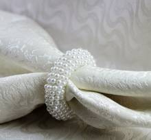 white pearl flower napkin rings beaded wedding wholesale, napkin holder, 2024 - buy cheap