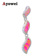 Colgante de plata con forma de hoja para mujer, collares con estampado de ópalo de fuego rosa, joyería OP588 2024 - compra barato