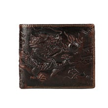 Criativo dragão padrão masculino carteiras de couro genuíno do vintage curto masculino bolsa fino estilo chinês caso dinheiro portomonee 2024 - compre barato